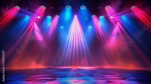 Colorful Background With Stars and Light Beams