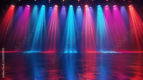 Colorful Background With Stars and Light Beams