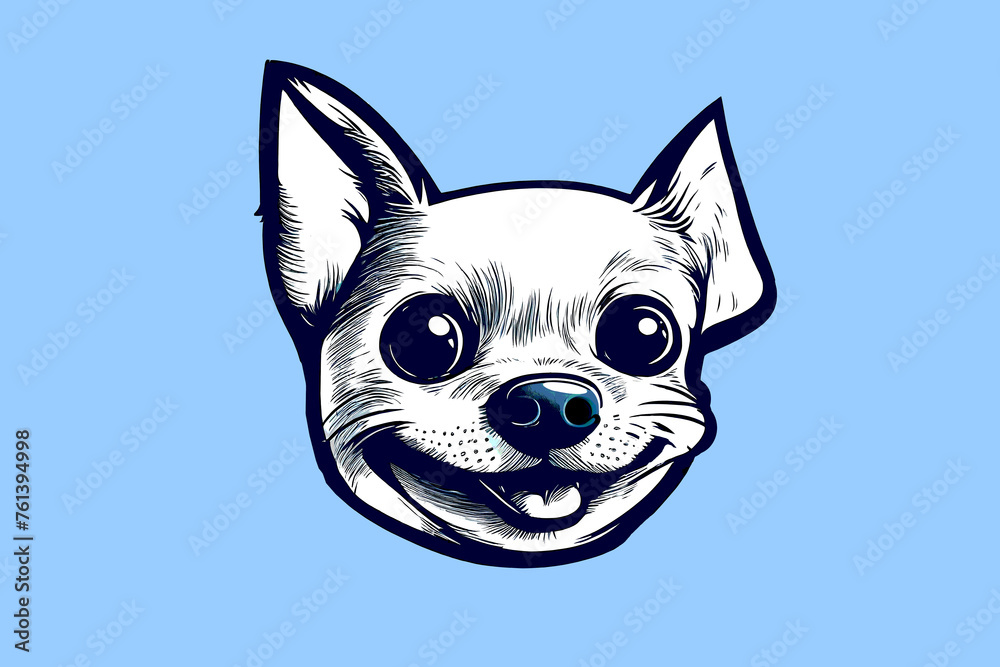 blue  minimalist chihuahua logotype mascot , cute dog face