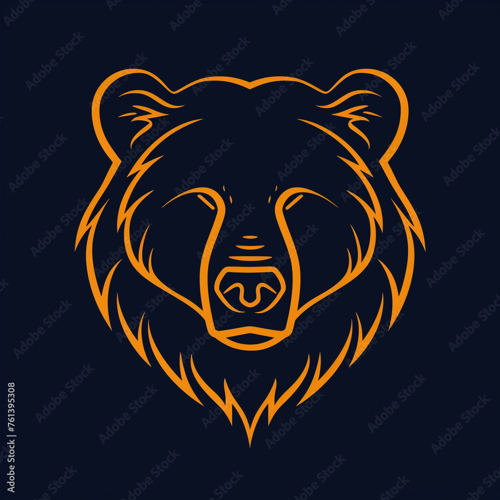 Obraz premium Simple line graphic logo of North American bear, simple minimal, cute--no realistic photo details сreated with Generative Ai