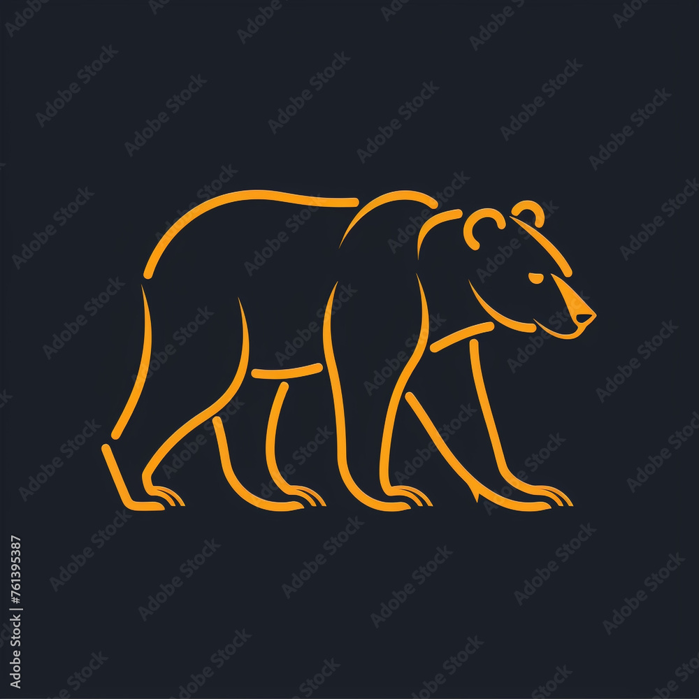 Obraz premium Simple line graphic logo of North American bear, simple minimal, cute--no realistic photo details сreated with Generative Ai