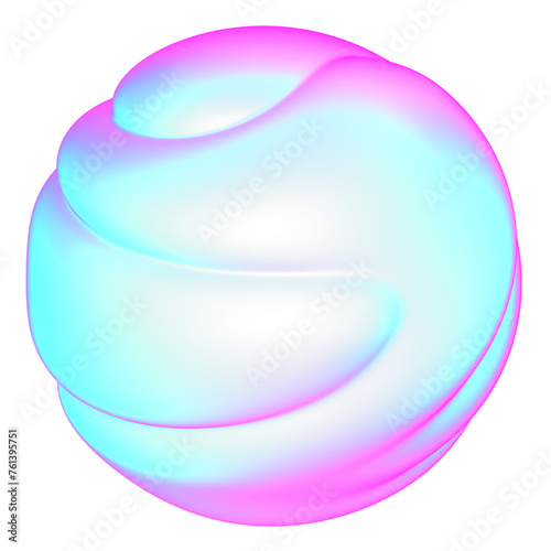The large, colorful, abstract, bubble 3D object with a blue and pink hue