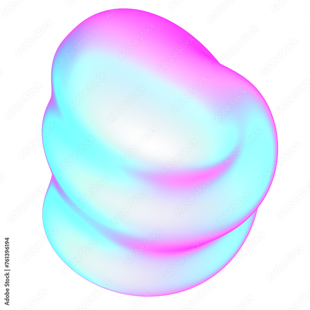 The large, colorful, abstract, bubble 3D object with a blue and pink hue The large, colorful, abstract, bubble 3D object with a blue and pink hue