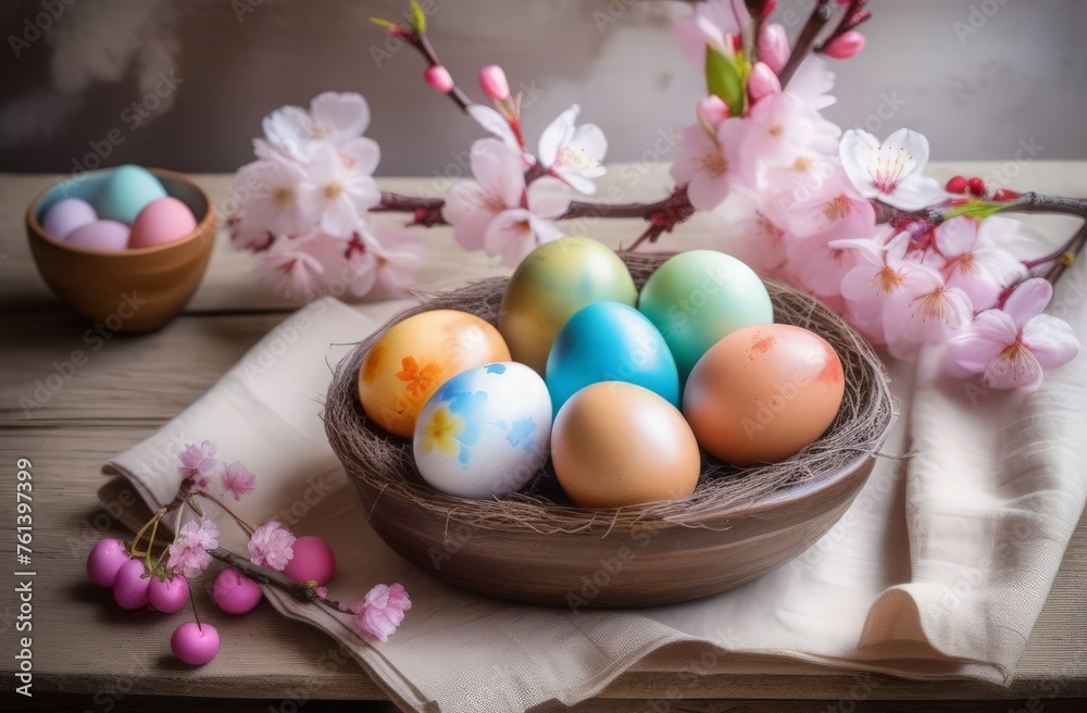 easter eggs in a basket easter eggs in a basket