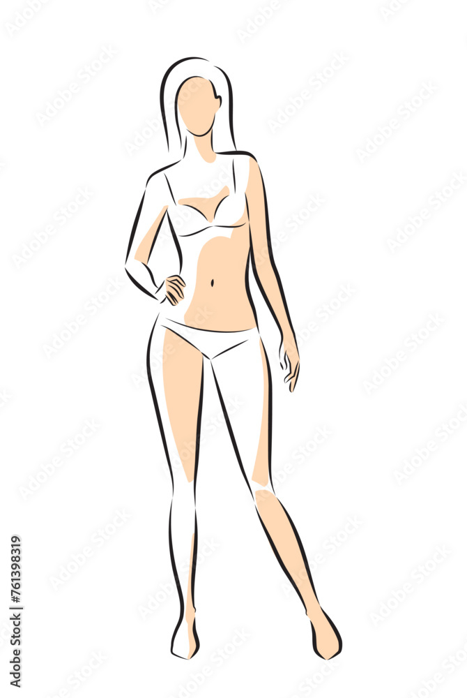 Woman body. Full-length standing portrait. Set of body-positive female. Five angles figure front, 3 of 4, side views shape. Vec
tor fashion silhouette outline line illustration Woman body. Full-length standing portrait. Set of body-positive female. Five angles figure front, 3 of 4, side views shape. Vec
tor fashion silhouette outline line illustration
