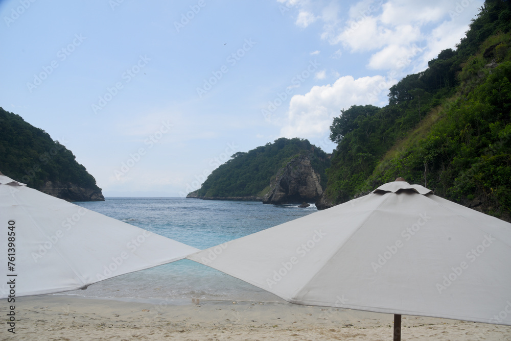 Atuh Beach, at Nusa Penida island of Bali, with beauty landscape and white sand beach during day time