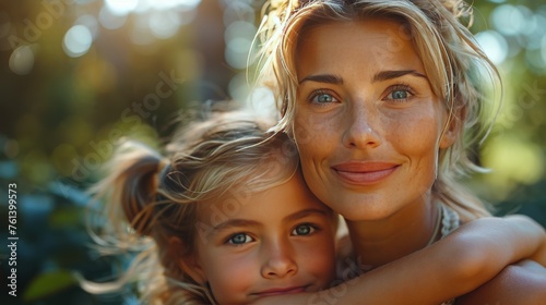 Woman Holding Little Girl in Her Arms