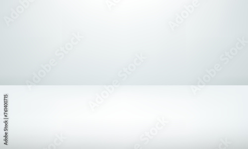 Empty white studio room background.  White and Gray background with light effects. Clean design for displaying product. Vector illustration.