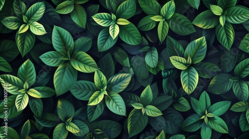 Green leaves on dark background