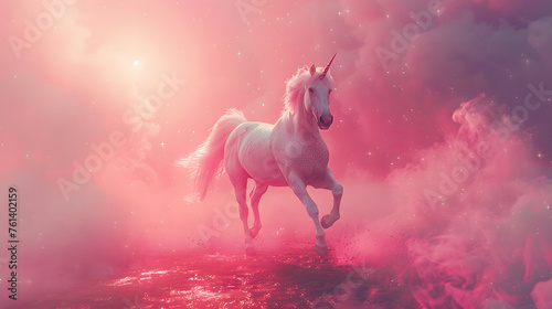Magical Unicorn Galloping Through Fiery Stars