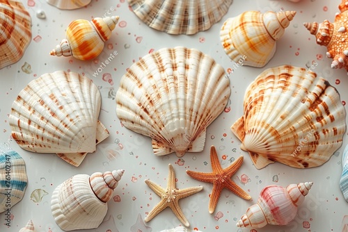 Beautiful seashells isolated on white background