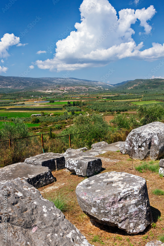 Ancient temple of Zeus in Stratos region, in Greece. The temple was built in 4th BC but it was never finished, probably due to military fights in the region.  