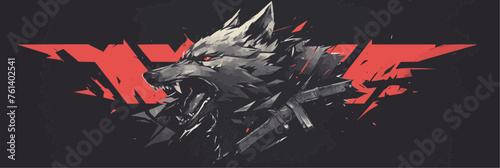 A flat and stylized 2D logo representing a wolf head in an abstract design