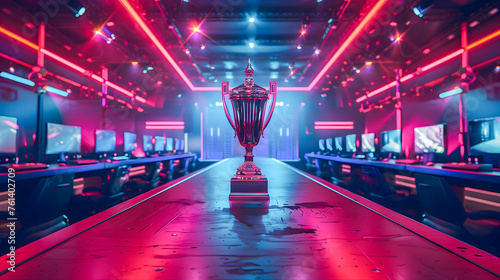 The Esports Winner Trophy Positioned on the Stage © Akash Tholiya