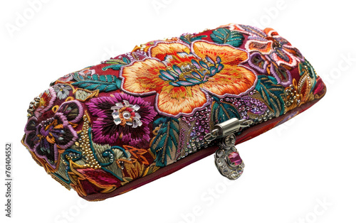 Blossom Bliss: Floral Embroidered Clutch with Crystals