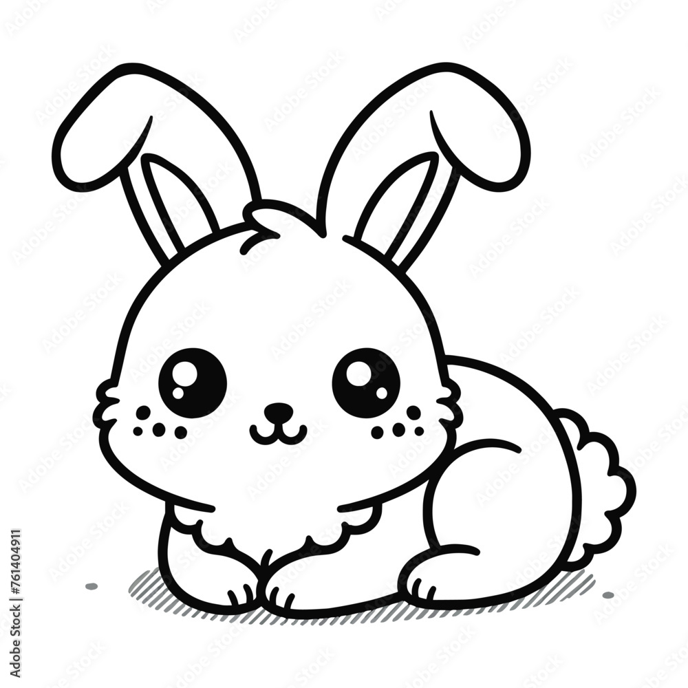 Adorable bunny rabbit coloring book page. Vector illustration Stock ...