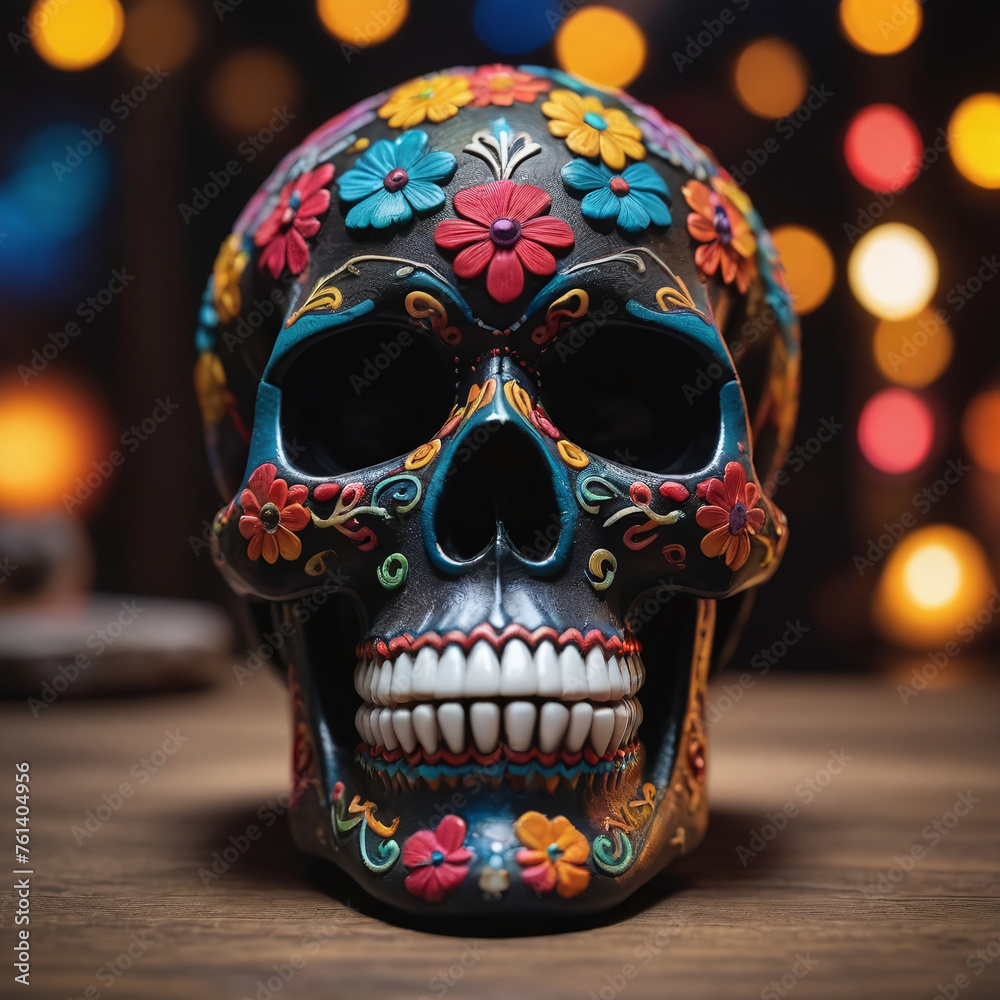 Colorful Dia De Los Muertos Skull For Cinco De Mayo