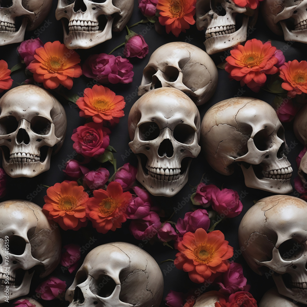 Skulls And Flowers Pattern Skulls And Flowers Pattern