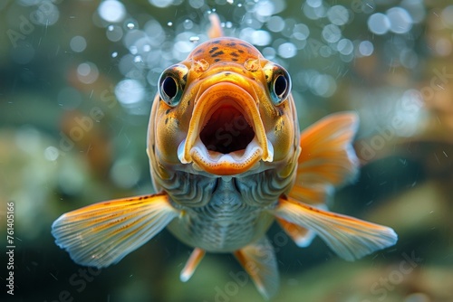 photo of a carp with open mouth