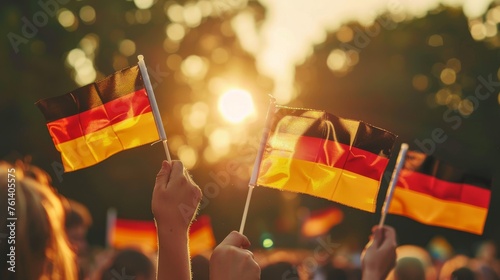 German unity day, people waving national German flag