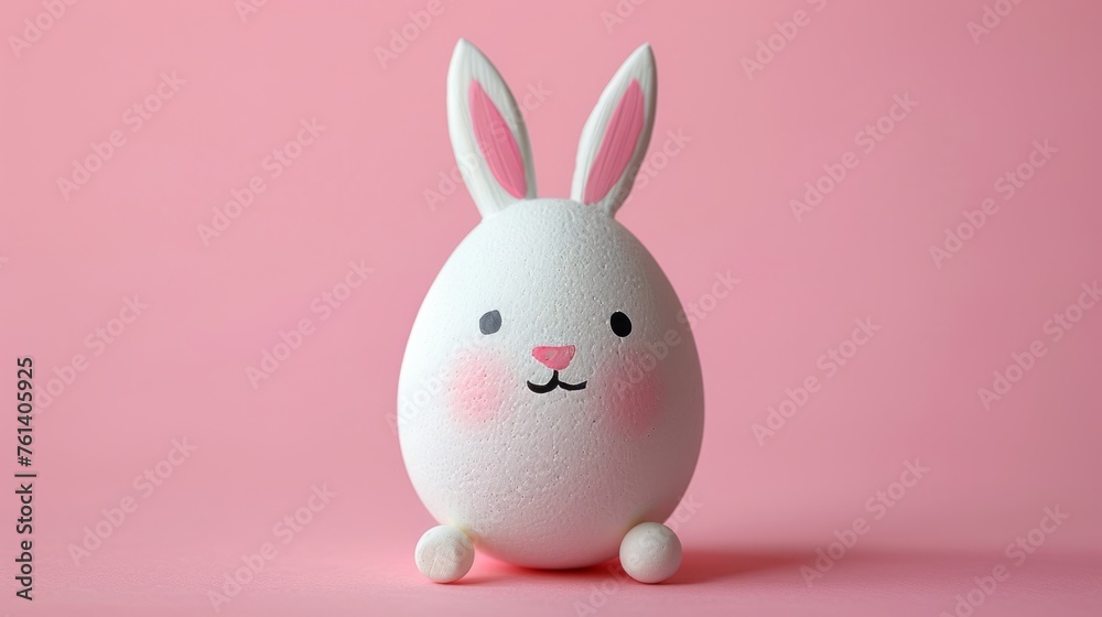 Fototapeta premium Fun Easter concept holiday, pink Easter eggs, pink background