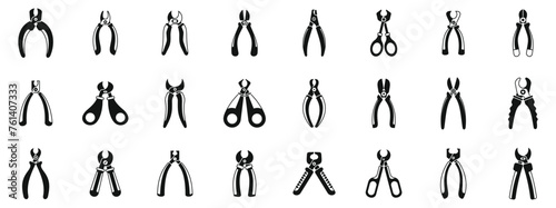 Claw cutter icons set simple vector. Animal pet tool. Care domestic grooming