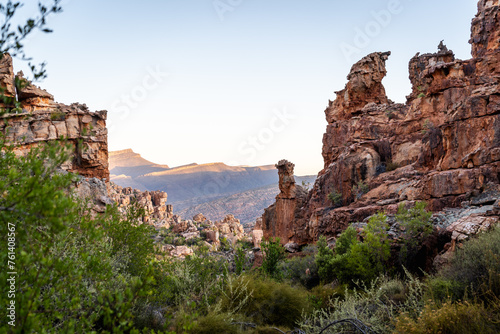 View of a rocky valley at sunset in the Cederberg, south africa