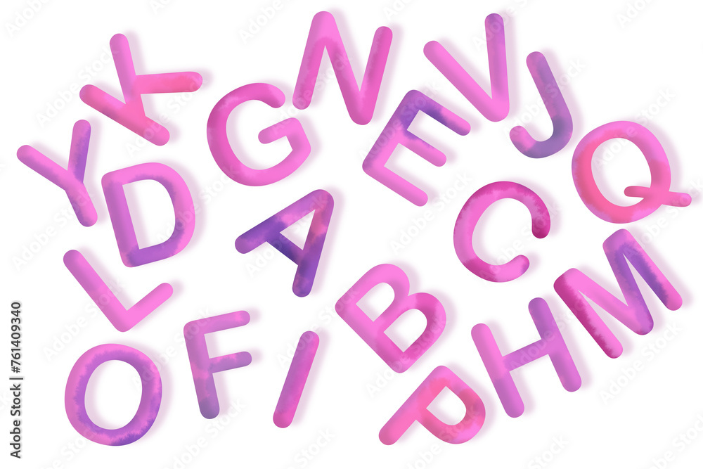 pink letters spelling the word English alphabet pink letters spelling the word English alphabet