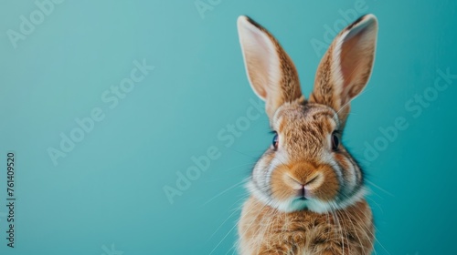  Fun Easter concept Holiday animal celebration greeting card - Cool Easter Bunny, bunny with sunglasses, blue background © SHI