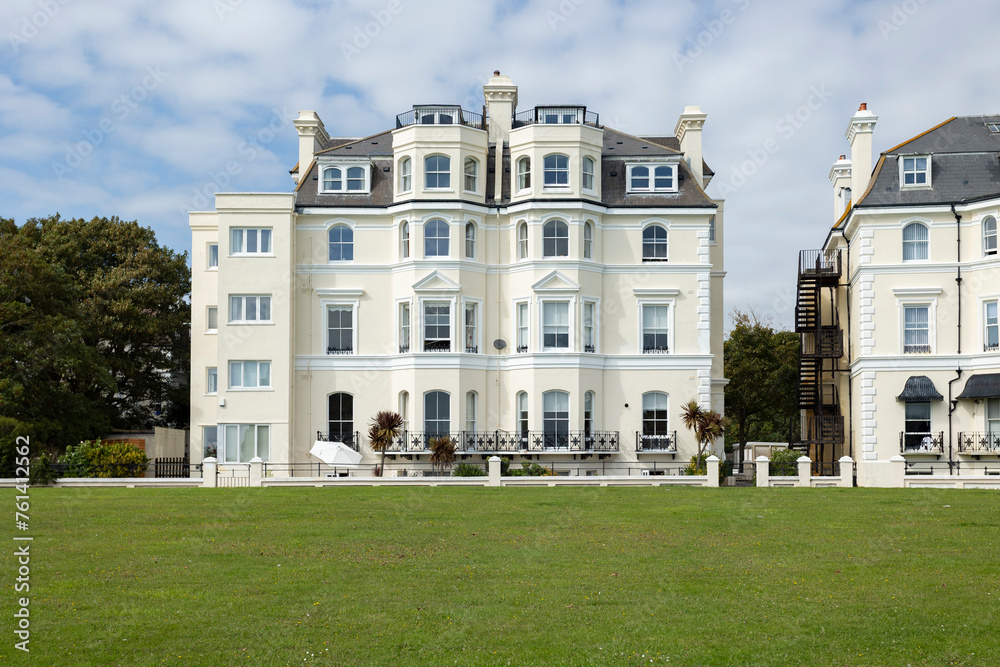 Folkestone, Kent ,uk August 1,  2023 Large Regency Building, holiday homes by a sunny seaside resort