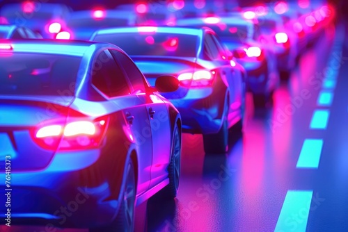 Cropped photo of a line of cars on highway in traffic jam on city street