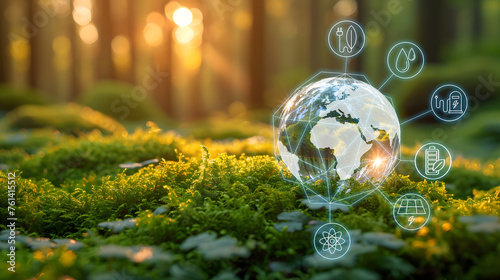  energy worker interface. Concept of sustainability development by alternative energy.