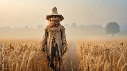 Scarecrow in the wheat field 