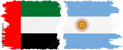 Argentina and United Arab Emirates grunge flags connection vector