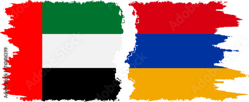 Armenia and United Arab Emirates grunge flags connection vector