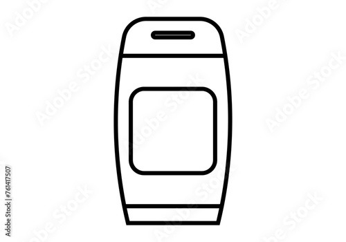 Icono negro de bote de jabón en fondo blanco.