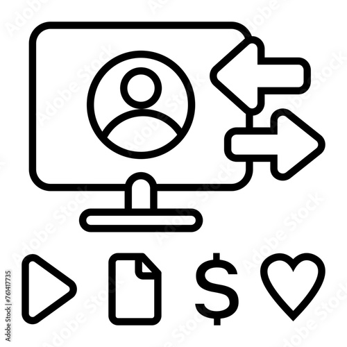Content & Transit Network, Internet User Icon - Black, Outline