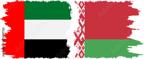 Belarusian and United Arab Emirates grunge flags connection vector