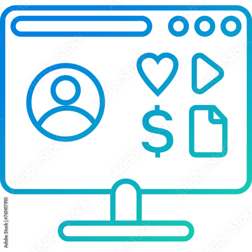 Content & Transit Network, Internet User Icon - Green, Blue, Gradient, Outline