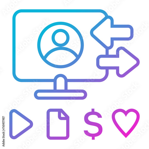 Content & Transit Network, Internet User Icon - Pink, Blue, Gradient, Outline