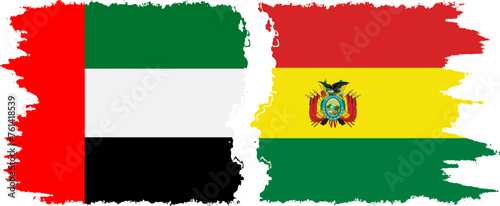 Bolivia and United Arab Emirates grunge flags connection vector