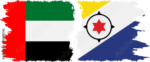 Bonaire and United Arab Emirates grunge flags connection vector