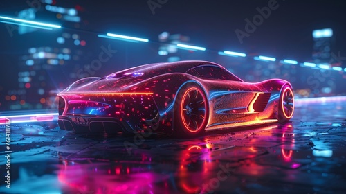 a futuristic car holographic design used for business presentations  text copy space