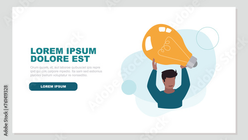 Adobe Vektor-Illustration eines Mannes, der eine hervorragende Idee hat - Inspiration und Innovation KonzeptIllustrator Artwork