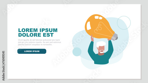 Adobe Vektor-Illustration eines Mannes, der eine hervorragende Idee hat - Inspiration und Innovation KonzeptIllustrator Artwork