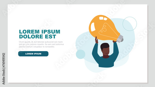 Adobe Vektor-Illustration eines Mannes, der eine hervorragende Idee hat - Inspiration und Innovation KonzeptIllustrator Artwork