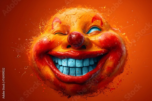 Orange and Red Clown Face