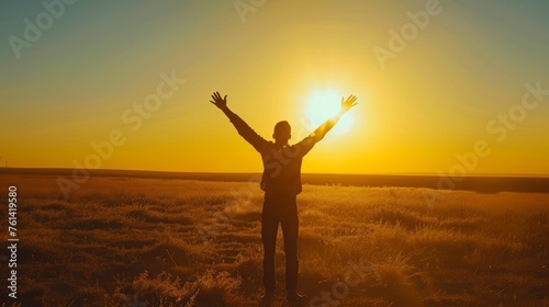 Silhouette of Freedom at Sunset