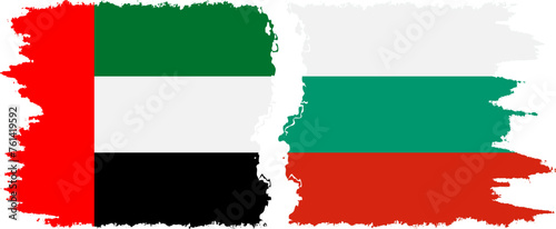 Bulgaria and United Arab Emirates grunge flags connection vector