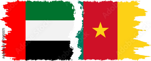 Cameroon and United Arab Emirates grunge flags connection vector